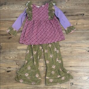 Purple and Green Floral Girls' Outfit